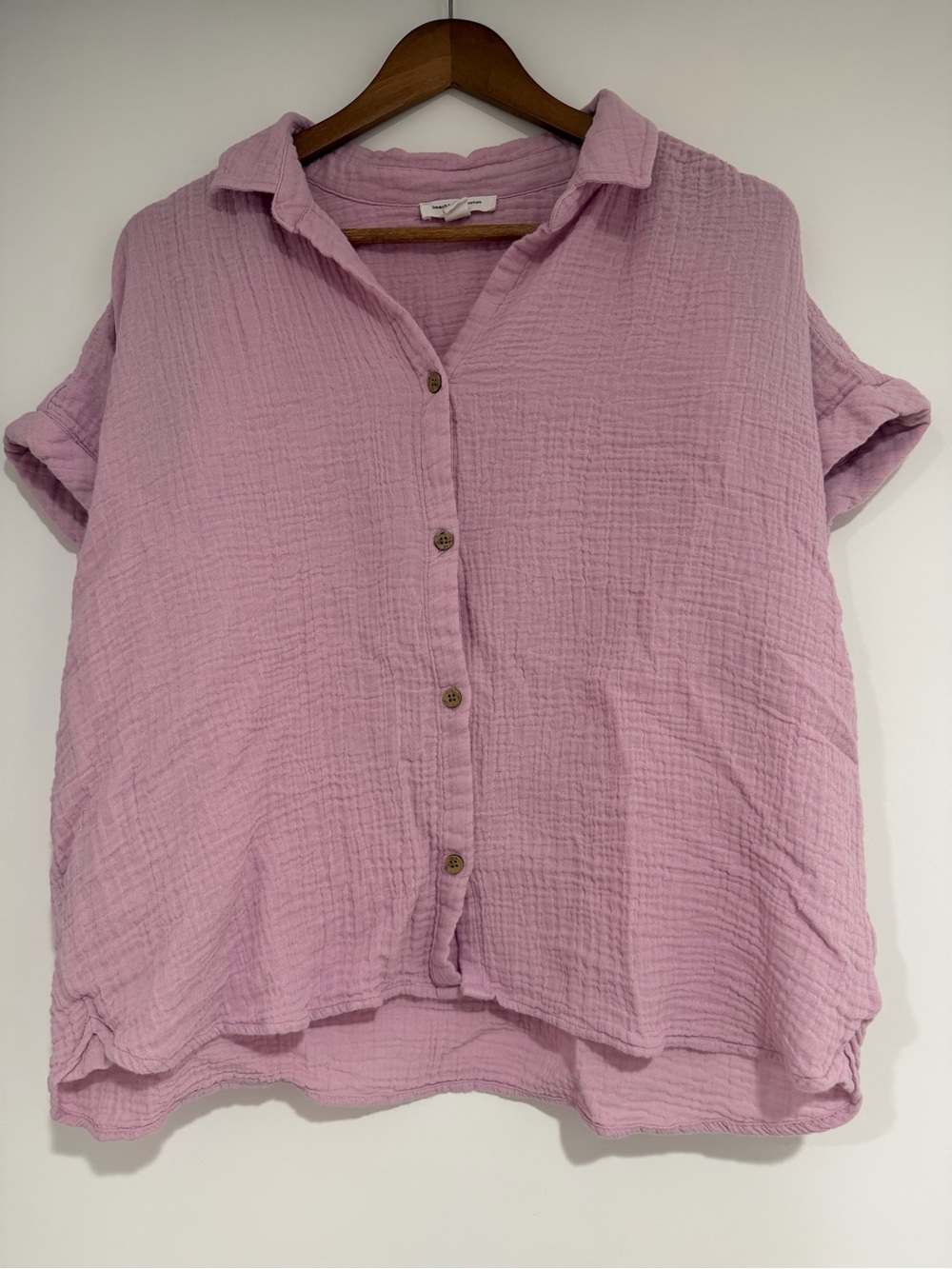 beachlunchlounge Dawson 100% Cotton Lavender Button-Front Women's Top Size XL